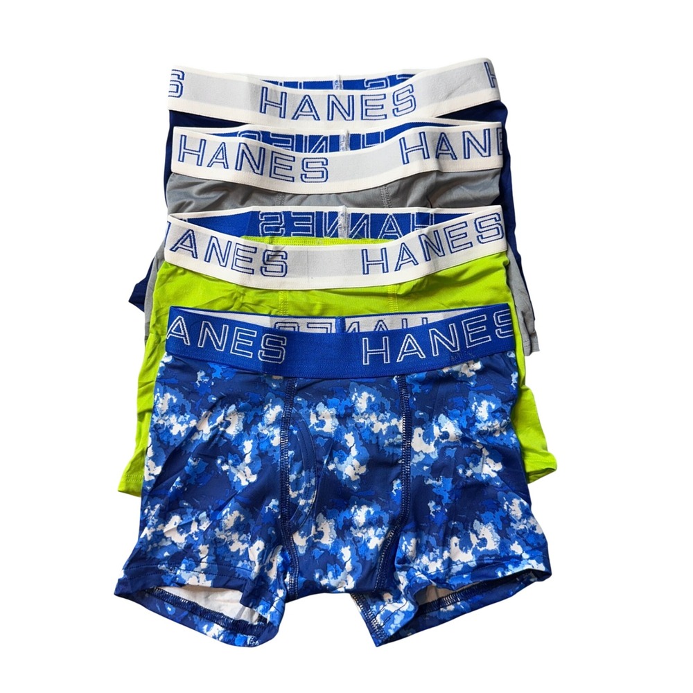 Hanes Boxer Briefs Boys S 6-7 Multicolor X-Temp 4-Way Stretch 4-Pack Camo Navy
